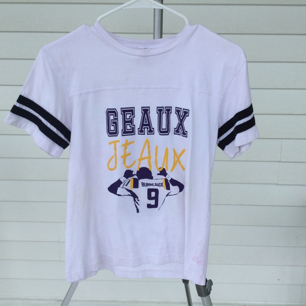 Live and Tell LSU Jeaux Burreaux Short Sleeve T-shirt, Youth LARGE